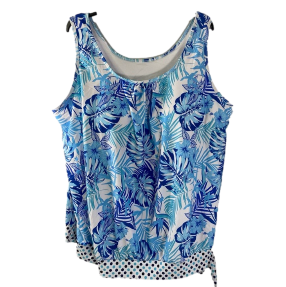 Tankini Top Blue & White Tropical Size 3X NWOT